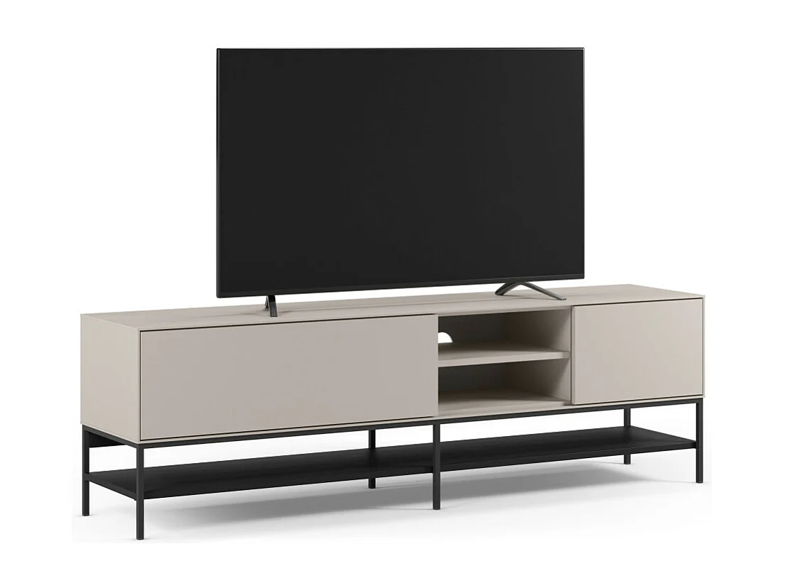 Elya - Meuble tv 2 portes en bois et métal L180cm - Beige