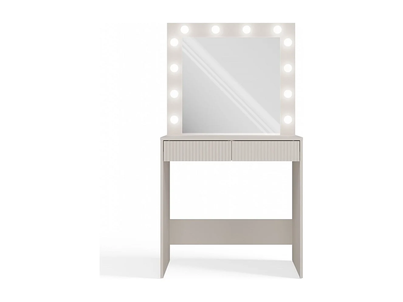 MARINA - Coiffeuse 6 tiroirs avec miroir et éclarirage LED - Blanc