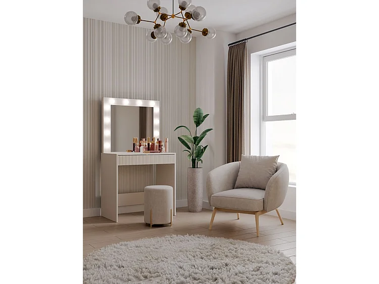 Toaletka Marina 2S Slim | Kaszmir | Lustro LED | 81x50x10 | Elegancka Funkcjonalna