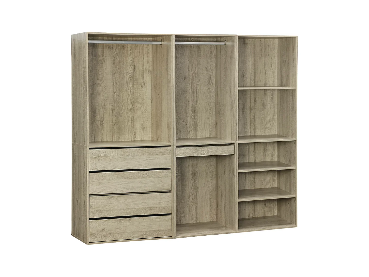 Vestidor módulo de 3 elementos natural