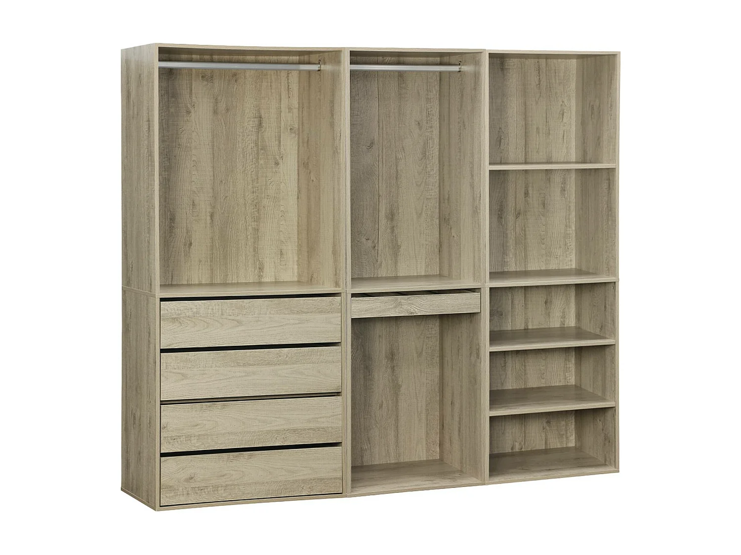 Vestidor módulo de 3 elementos natural