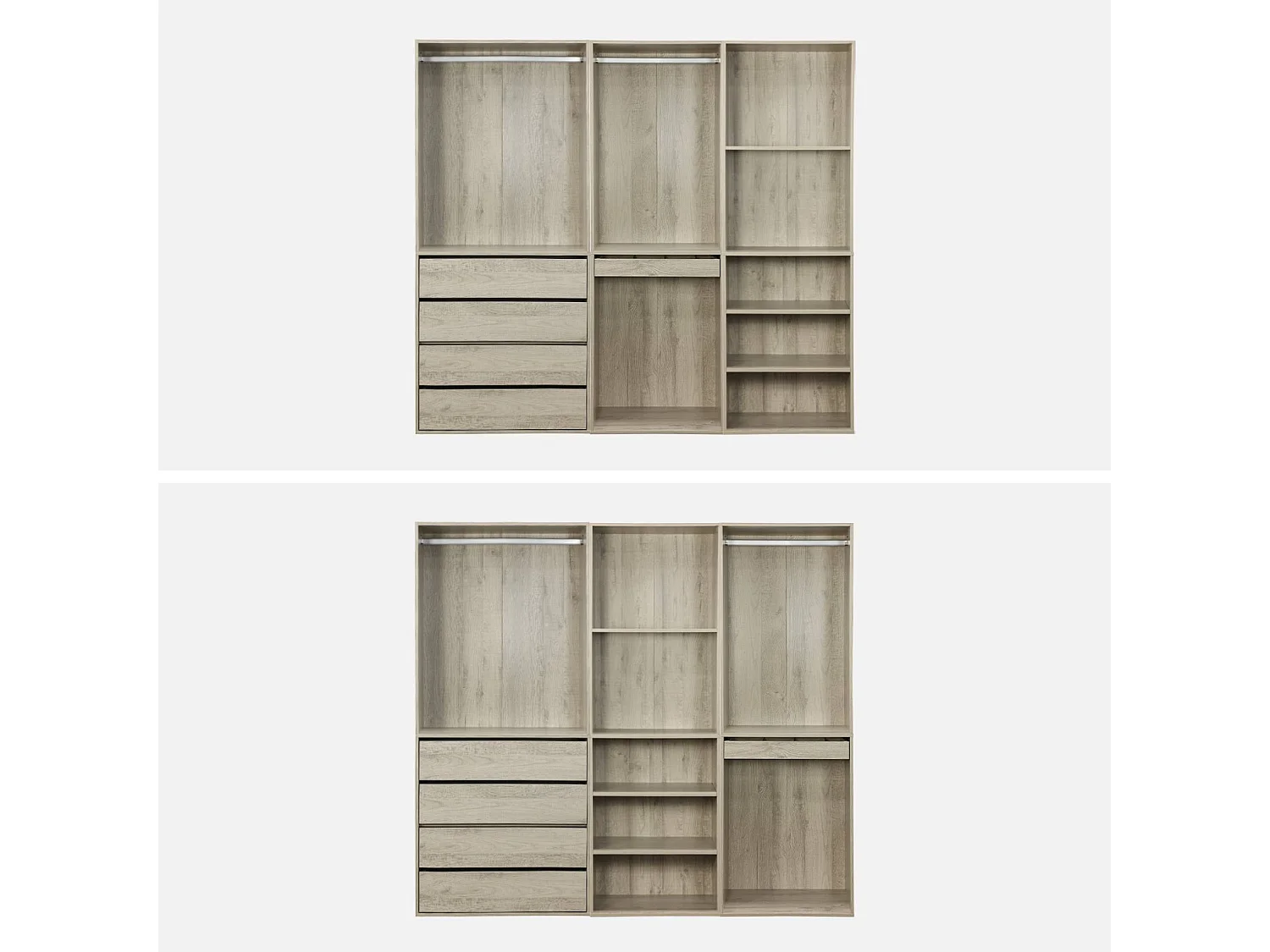 Vestidor módulo de 3 elementos natural