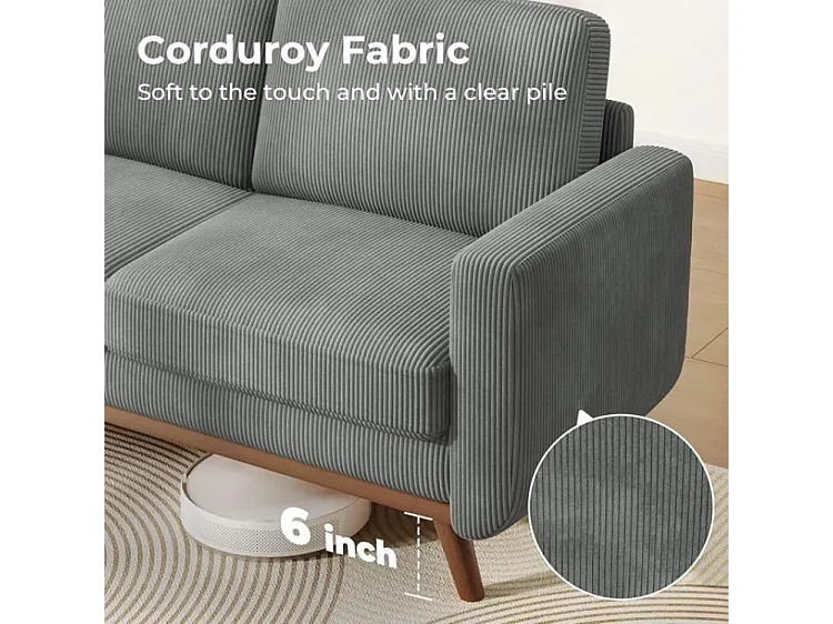 Divano 2 posti, divano in legno massiccio, con un sedile extra profondo, sedile con schienale imbottito - 172x76x88cm