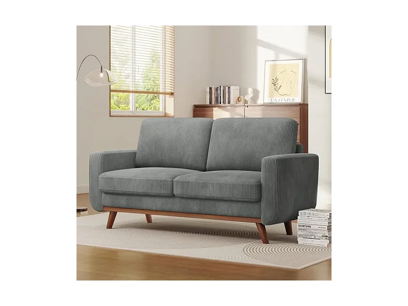 2 -seerer -Sofa, festes Holzsofa, mit extra tiefen Sitz, Sitz mit gepolsterter Rückenlehne - 172x76x88cm