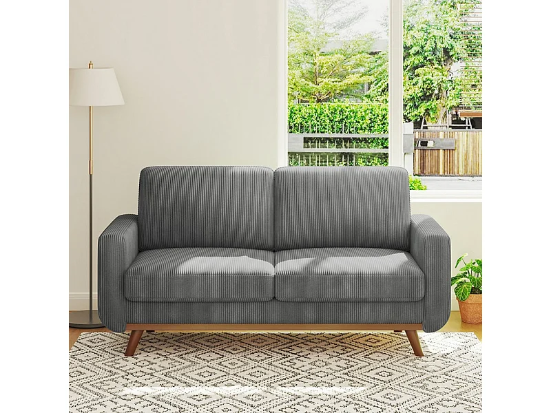 Sofá de 2 -Setente, sofá de madeira maciça, com assento profundo extra, assento com encosto acolchoado - 172x76x88cm