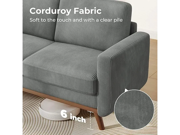 Divano 2 posti, divano in legno massiccio, con un sedile extra profondo, sedile con schienale imbottito - 172x76x88cm