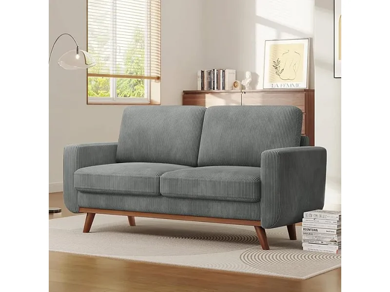 2-zits bank, massief houten bank, met extra diepe zitting, Zitting met gevoerde rugleuning - 172x76x88CM