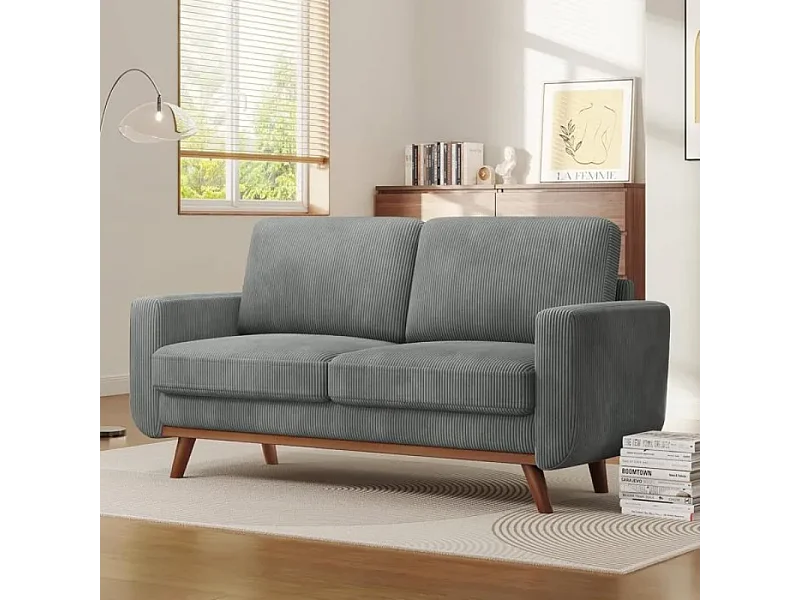 Divano 2 posti, divano in legno massiccio, con un sedile extra profondo, sedile con schienale imbottito - 172x76x88cm