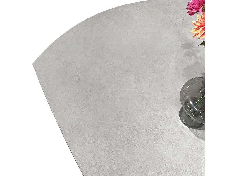 Table extensible ovale 130 à 190 cm en céramique gris béton - ADELE