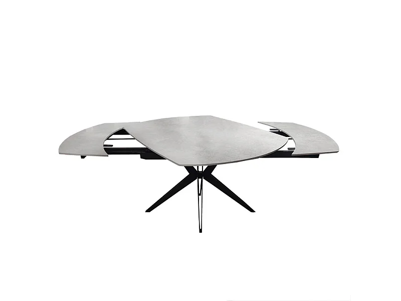 Table extensible ovale 130 à 190 cm en céramique gris béton - ADELE