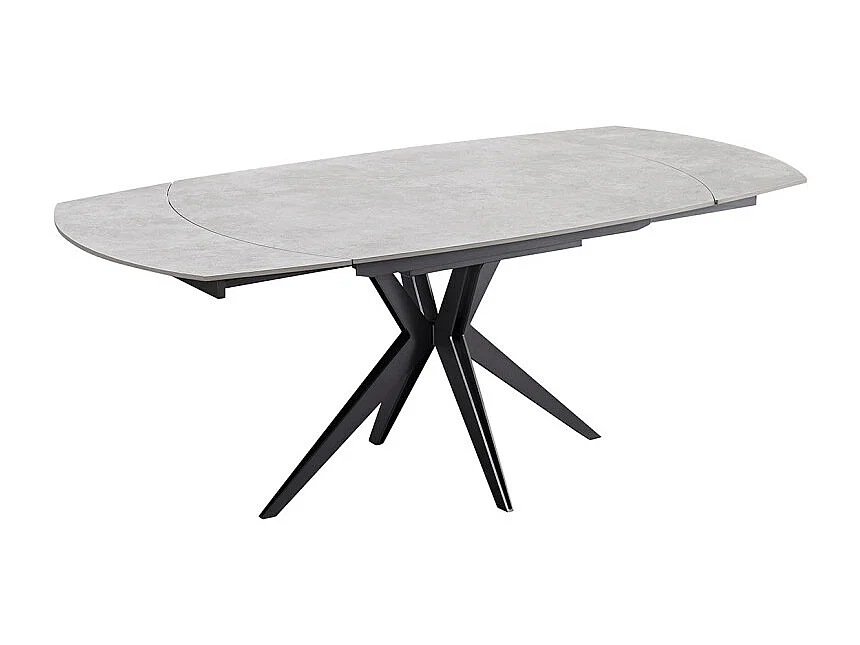 Table extensible ovale 130 à 190 cm en céramique gris béton - ADELE