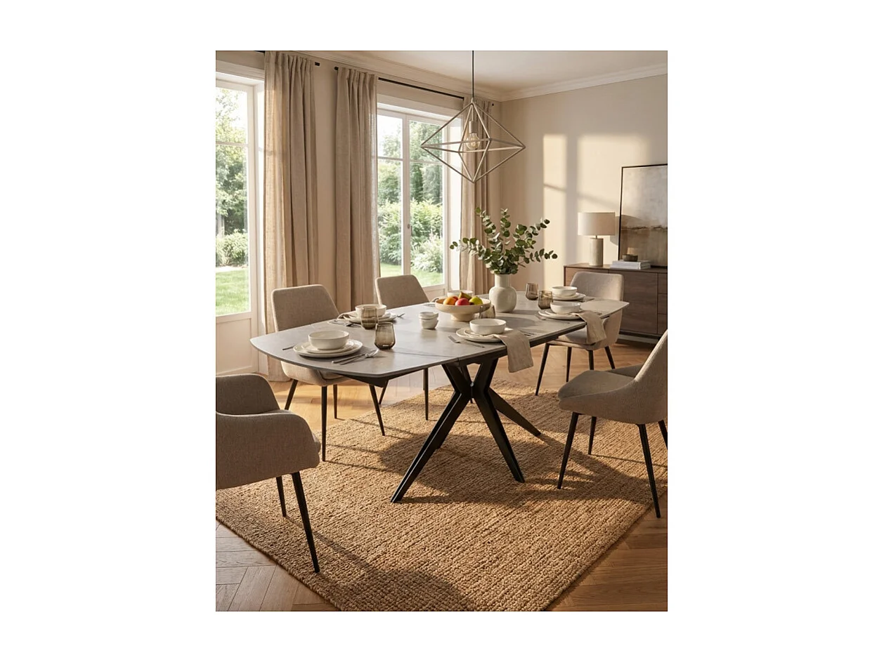 Table extensible ovale 130 à 190 cm en céramique gris béton - ADELE