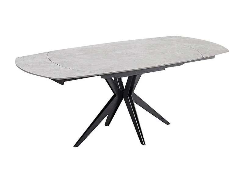 Table extensible ovale 130 à 190 cm en céramique gris béton - ADELE