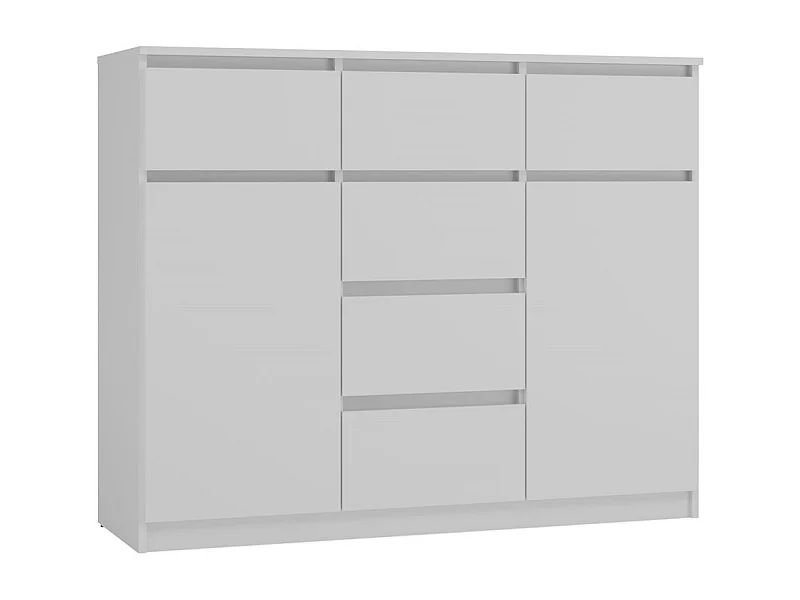 MALWA - Commode 6 tiroirs et 2 portes - 100x120x40 - chambre/bureau/salon - Blanc