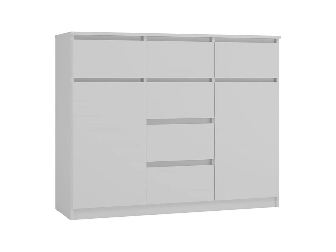 MALWA - Commode 6 tiroirs et 2 portes - 100x120x40 - chambre/bureau/salon - Blanc