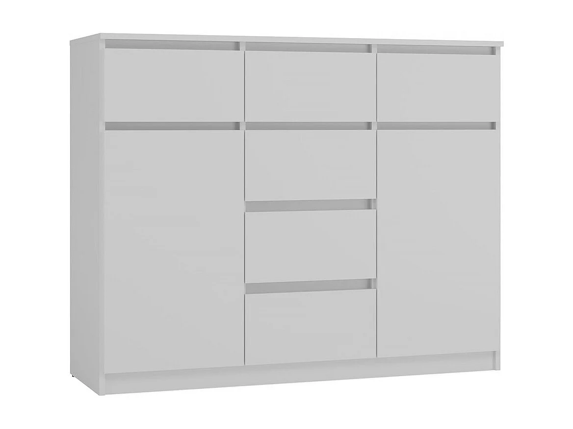 MALWA - Commode 6 tiroirs et 2 portes - 100x120x40 - chambre/bureau/salon - Blanc
