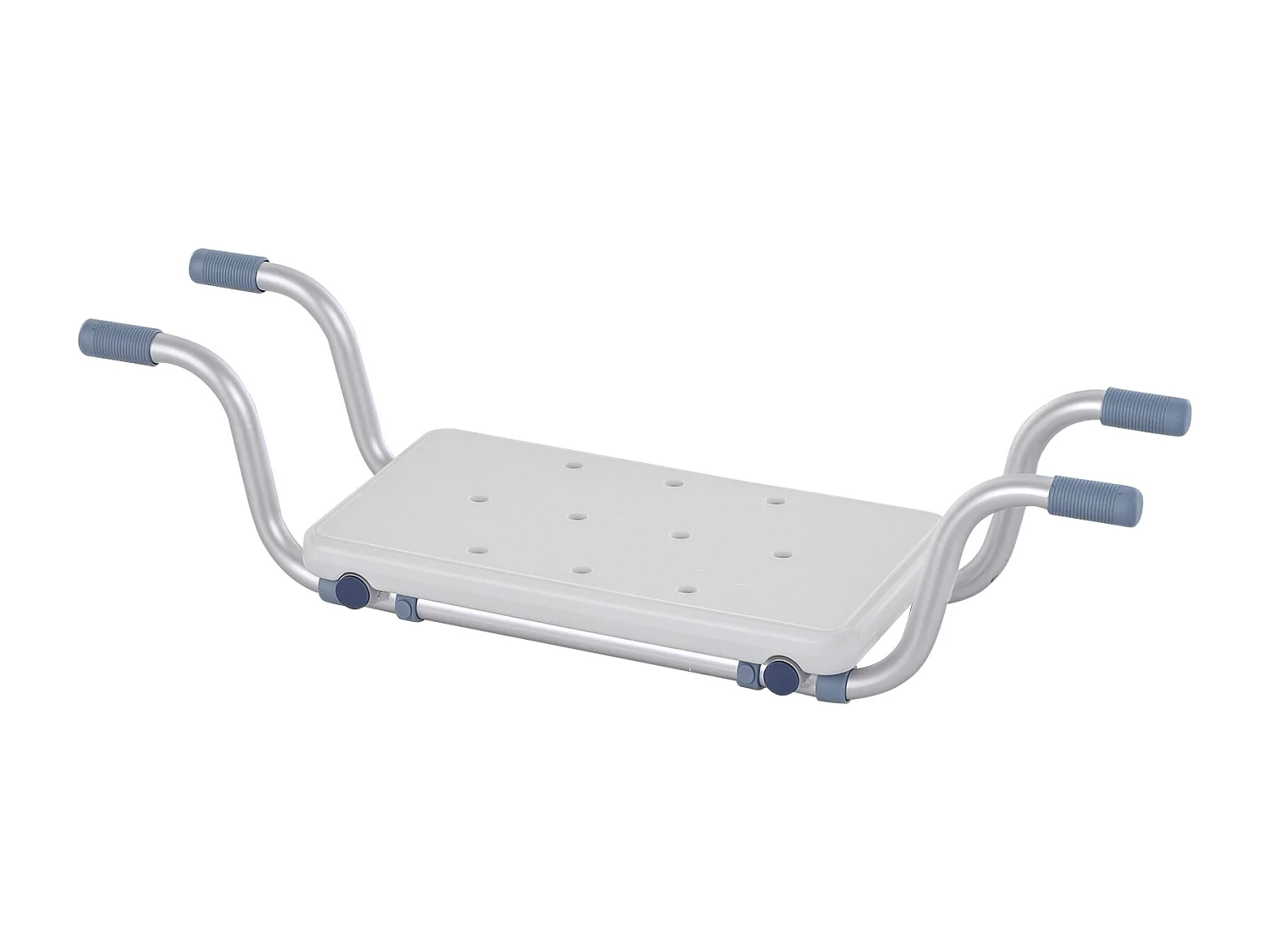 Siège de baignoire - siège de bain suspendu réglable - tabouret de salle de bain - dim. 71-81L x 22l x 18H cm - alu. HDPE blanc