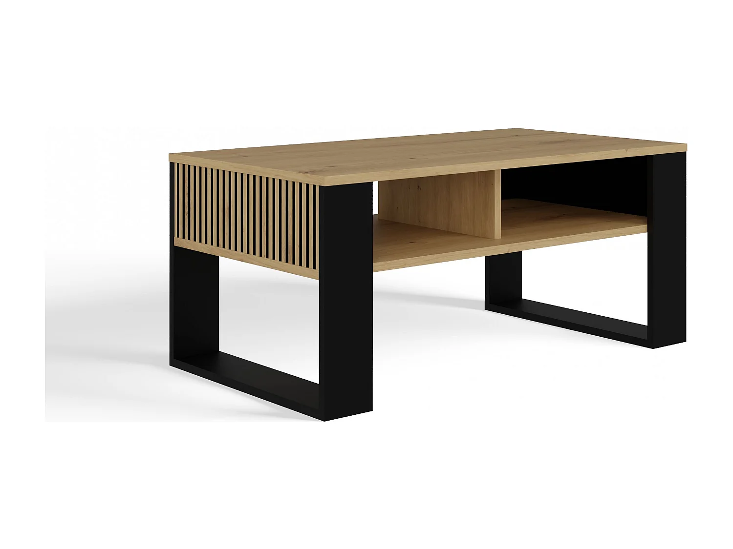 MINI - Table basse rectangulaire industrielle - 90x58x50 - Table basse avec étagère