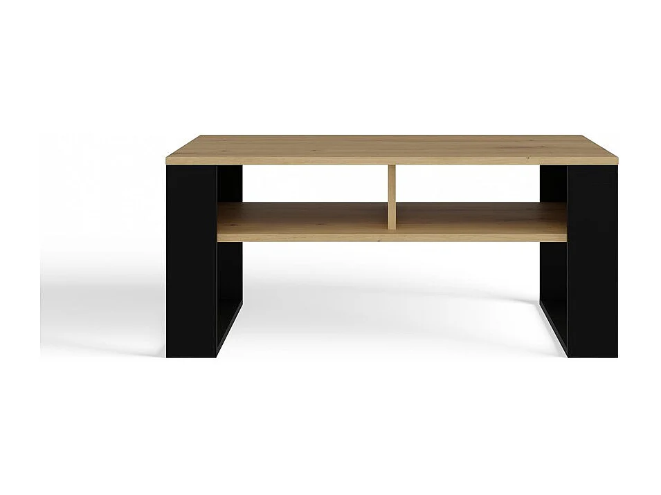 Ława Modern 2P SLIM | Dąb Artisan/Czarny | 90x58x50 cm | Stolik Kawowy