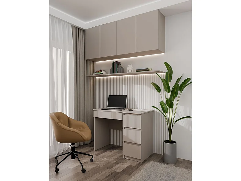 MESO - Scrivania dritta moderna per ufficio/camera da letto della gioventù - 98x51x76 cm - 4 cassetti