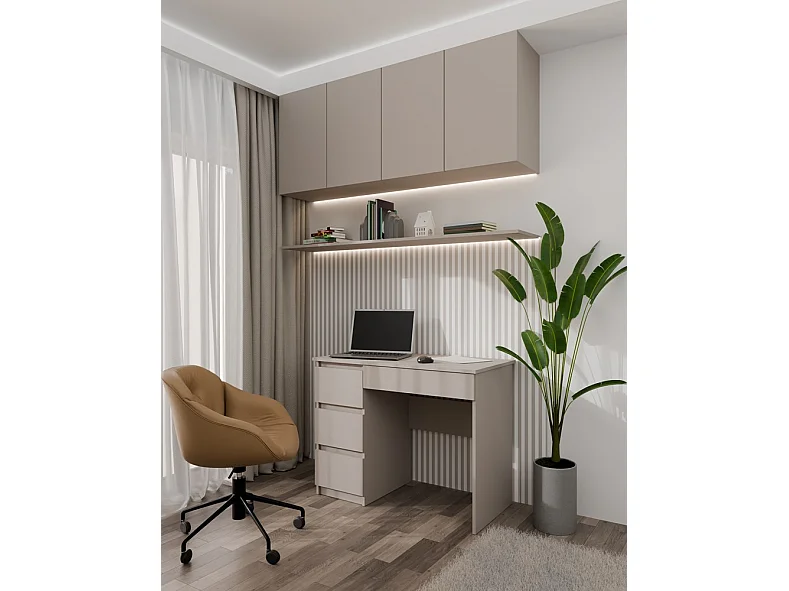 MESO - Escritorio izquierdo despacho/habitación juvenil estilo moderno - 98x51x76 - 4 cajones