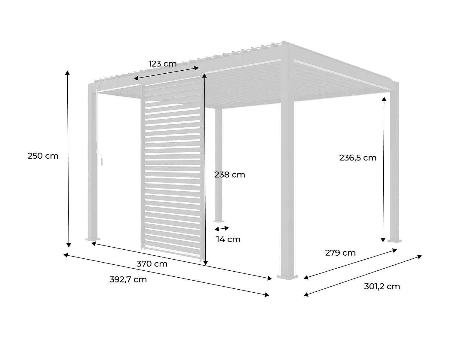130cm persianas de aluminio para pérgola triomphe antracita