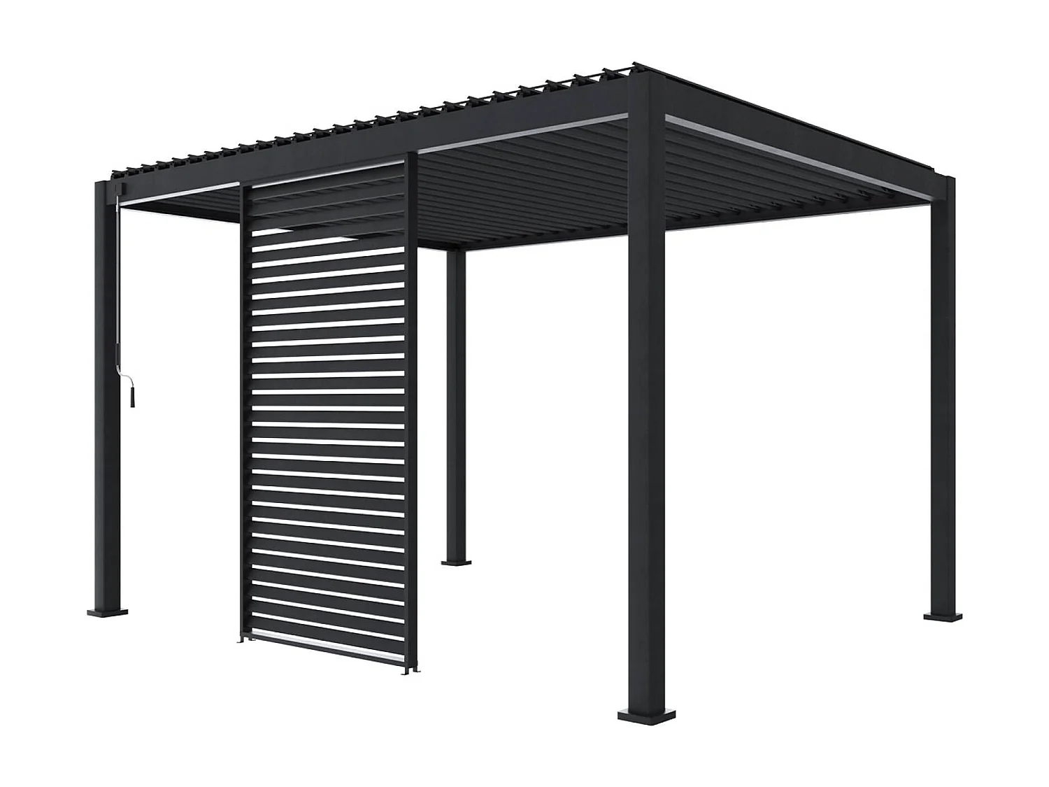 Persienne 130cm pour pergola bioclimatique Triomphe. côté 4m. panneau brise vue. aluminium. anthracite