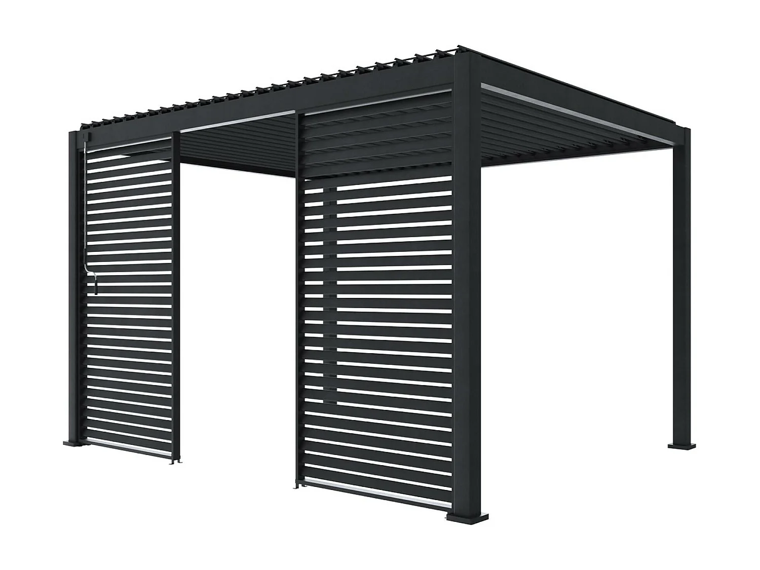 Persienne 130cm pour pergola bioclimatique Triomphe. côté 4m. panneau brise vue. aluminium. anthracite