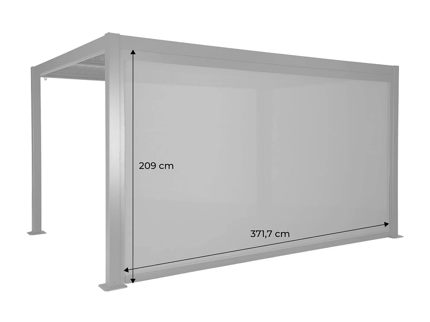 Tenda da sole di 4m per pergola palace, antracite