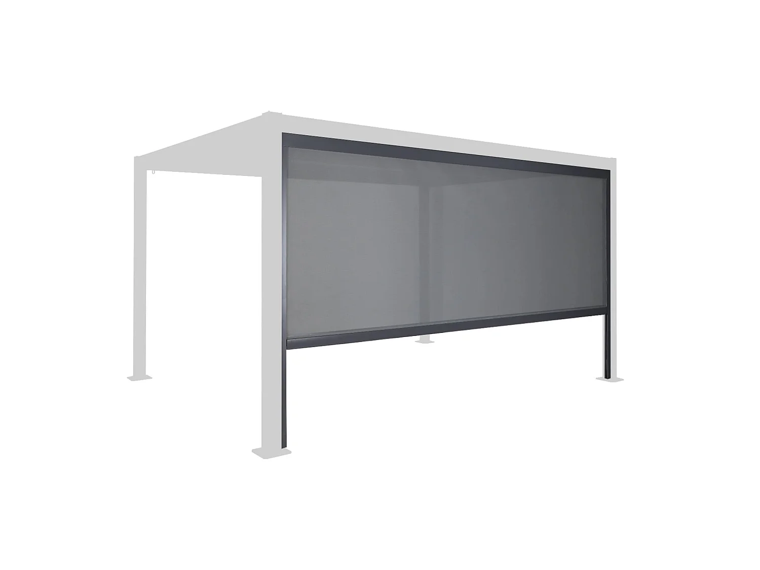 Estor lateral enrollable de aluminio y textileno para pérgola