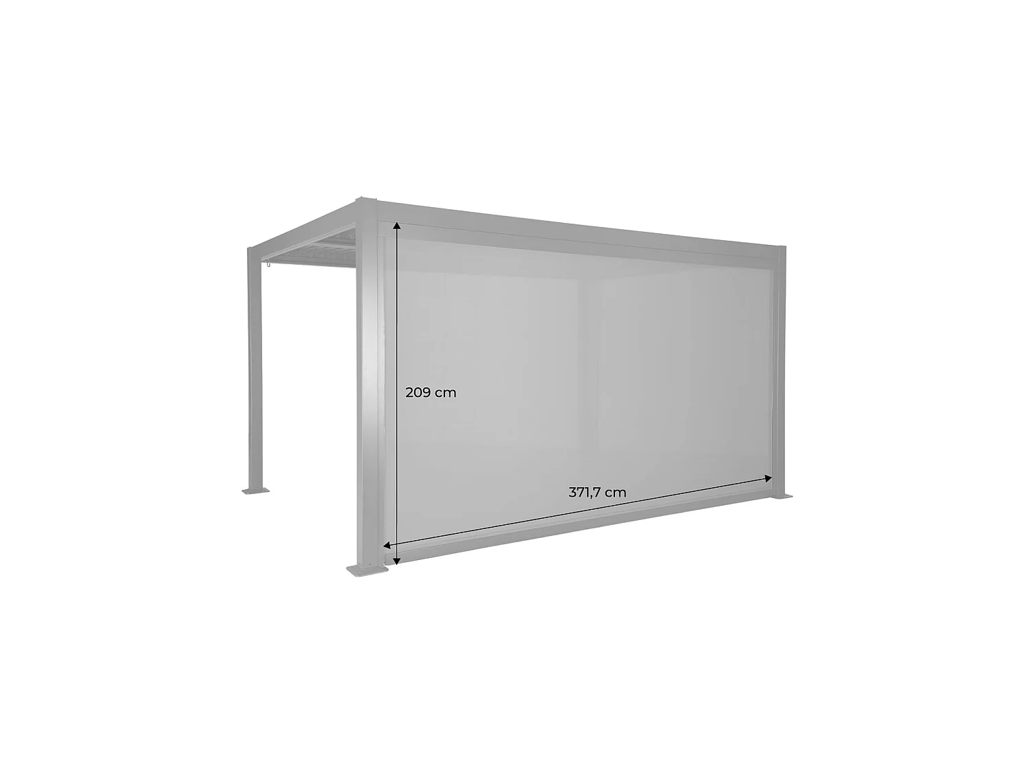 Estor lateral enrollable de aluminio y textileno para pérgola