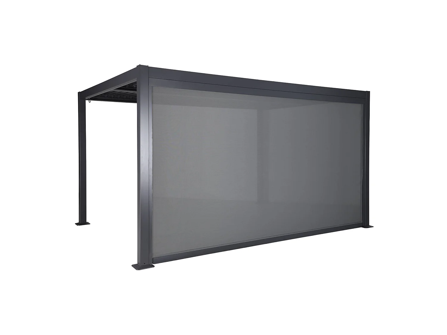 Estor lateral enrollable de aluminio y textileno para pérgola