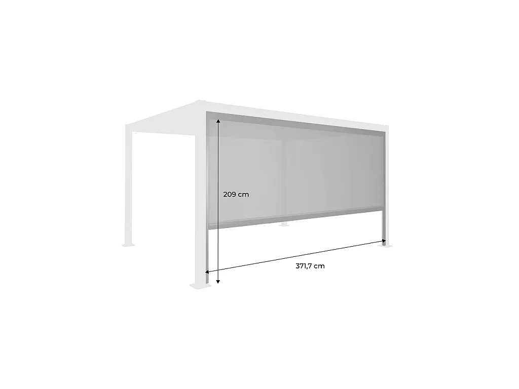 Estor lateral enrollable de aluminio y textileno para pérgola