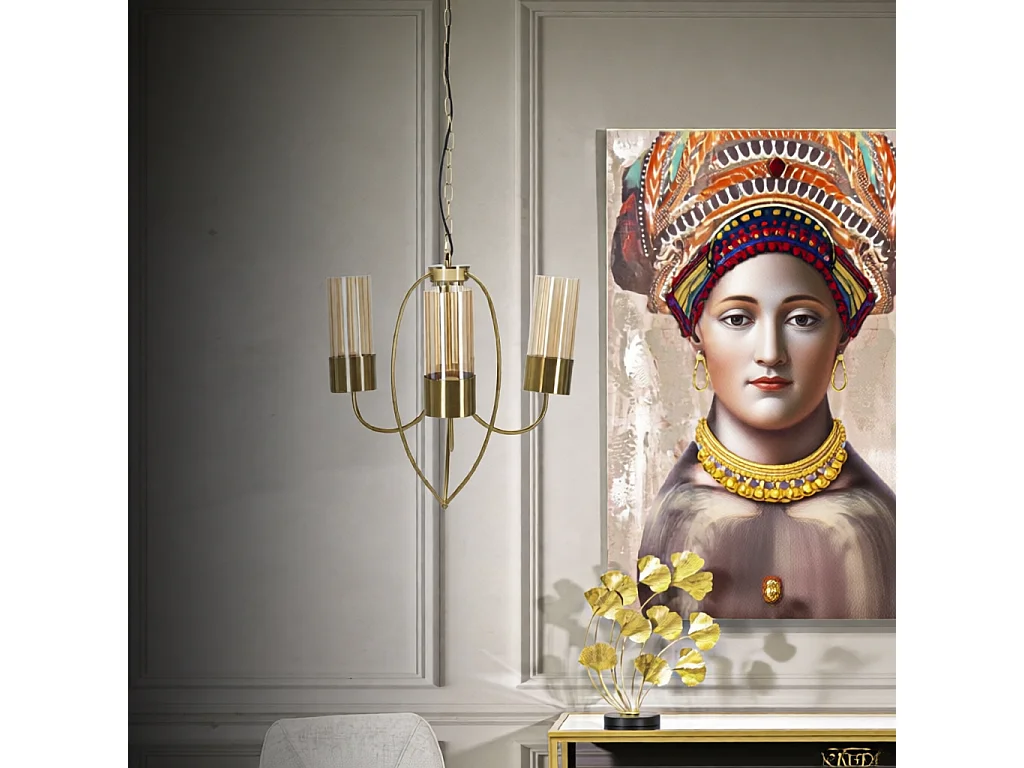 Versailles 3-flammiger Kronleuchter Ø 60 x 103 cm – Glamouröse Pendelleuchte aus schwarzem Eisen und Glas – E27-Fassung, 220 V, modernes Design