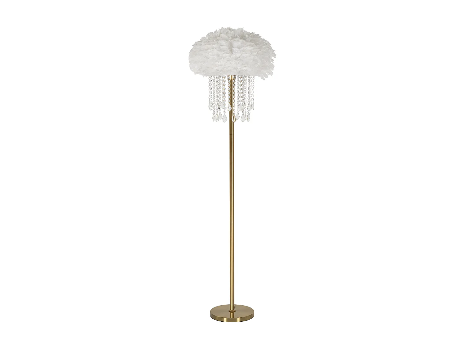 Lampadaire Imitation Plume "Diamon" 165cm Or & Blanc