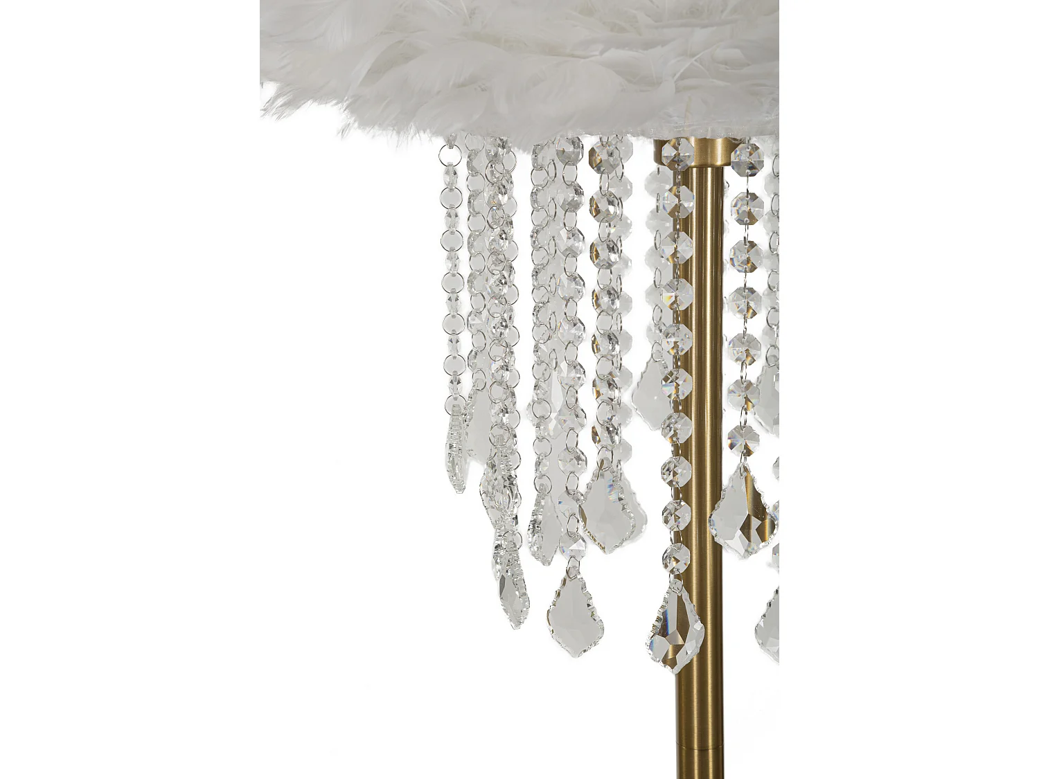 Lampadaire Imitation Plume "Diamon" 165cm Or & Blanc