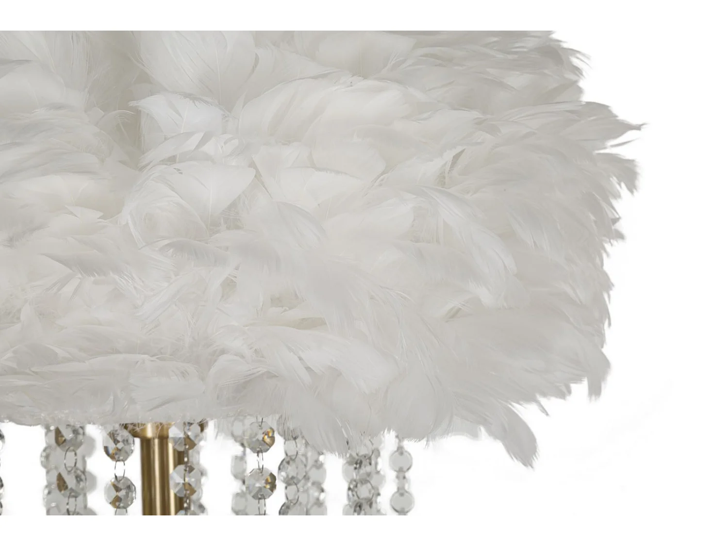 Lampadaire Imitation Plume "Diamon" 165cm Or & Blanc