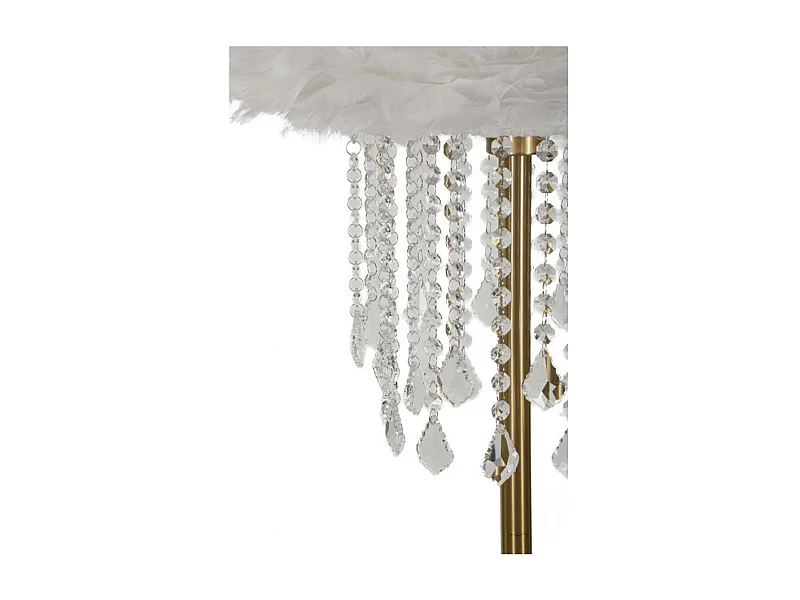Lampadaire Imitation Plume "Diamon" 165cm Or & Blanc