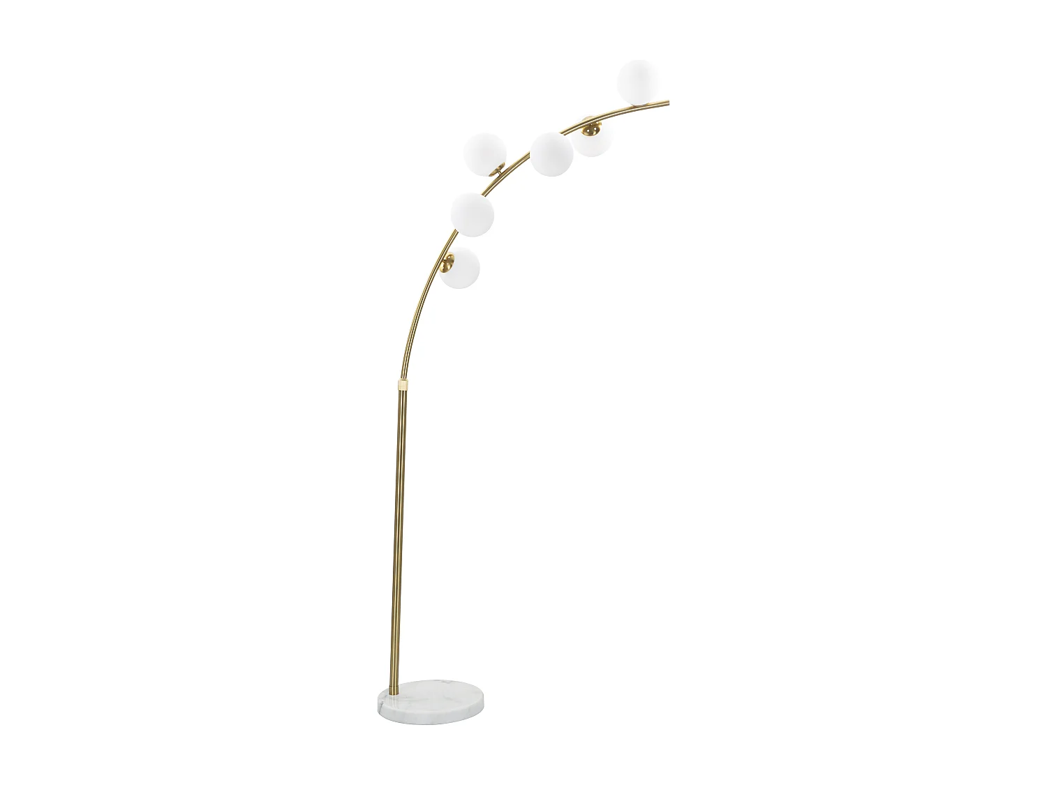 Lampadaire Arc 6 Sphères "Luci" 220cm Blanc & Or