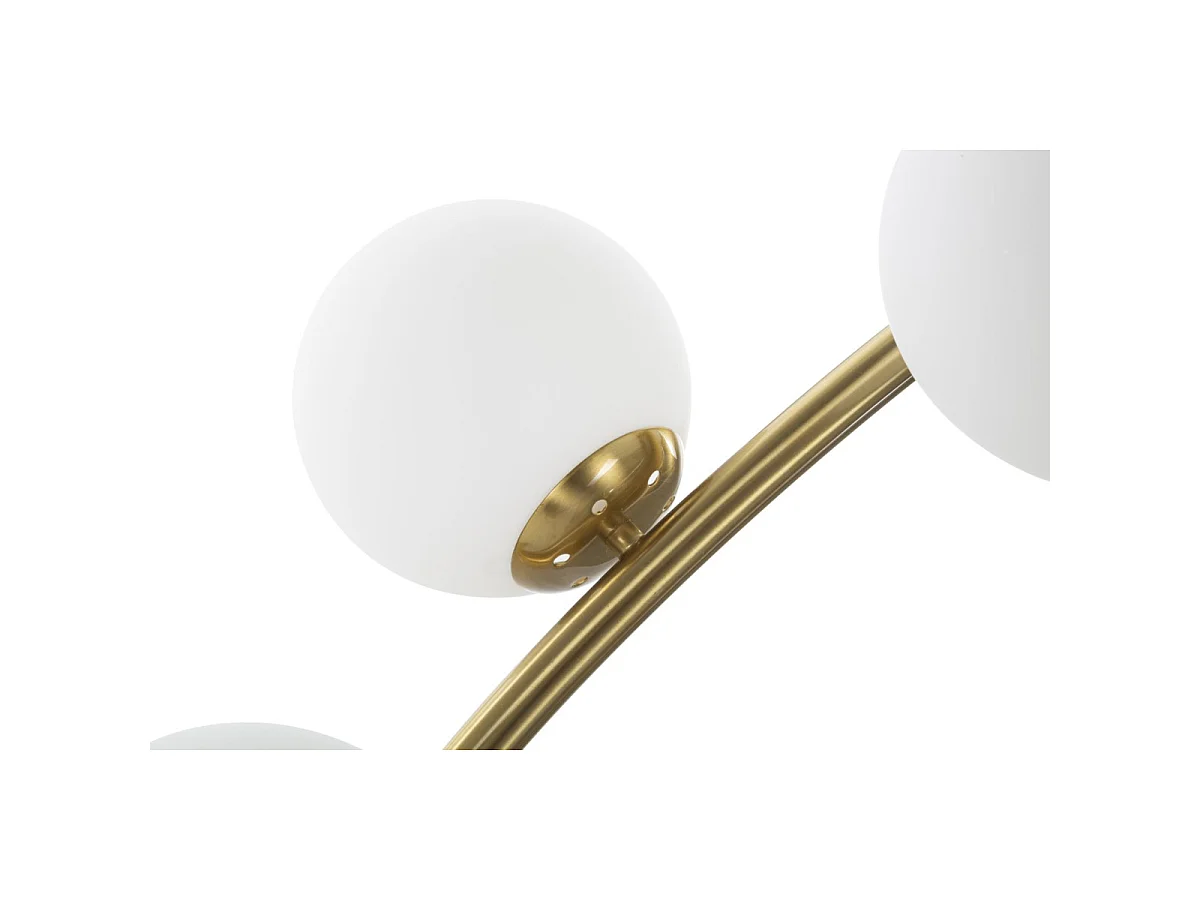 Lampadaire Arc 6 Sphères "Luci" 220cm Blanc & Or