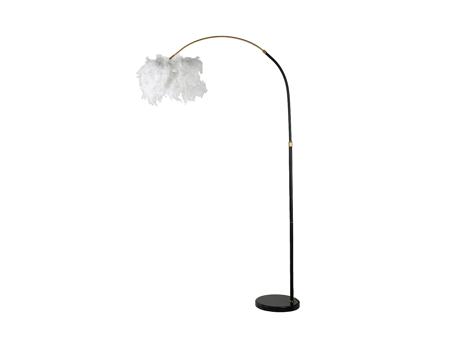 Lampadaire Imitation Plume "Arc" 180cm Blanc & Noir