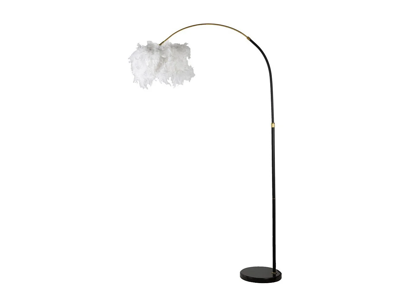 Lampadaire Imitation Plume "Arc" 180cm Blanc & Noir