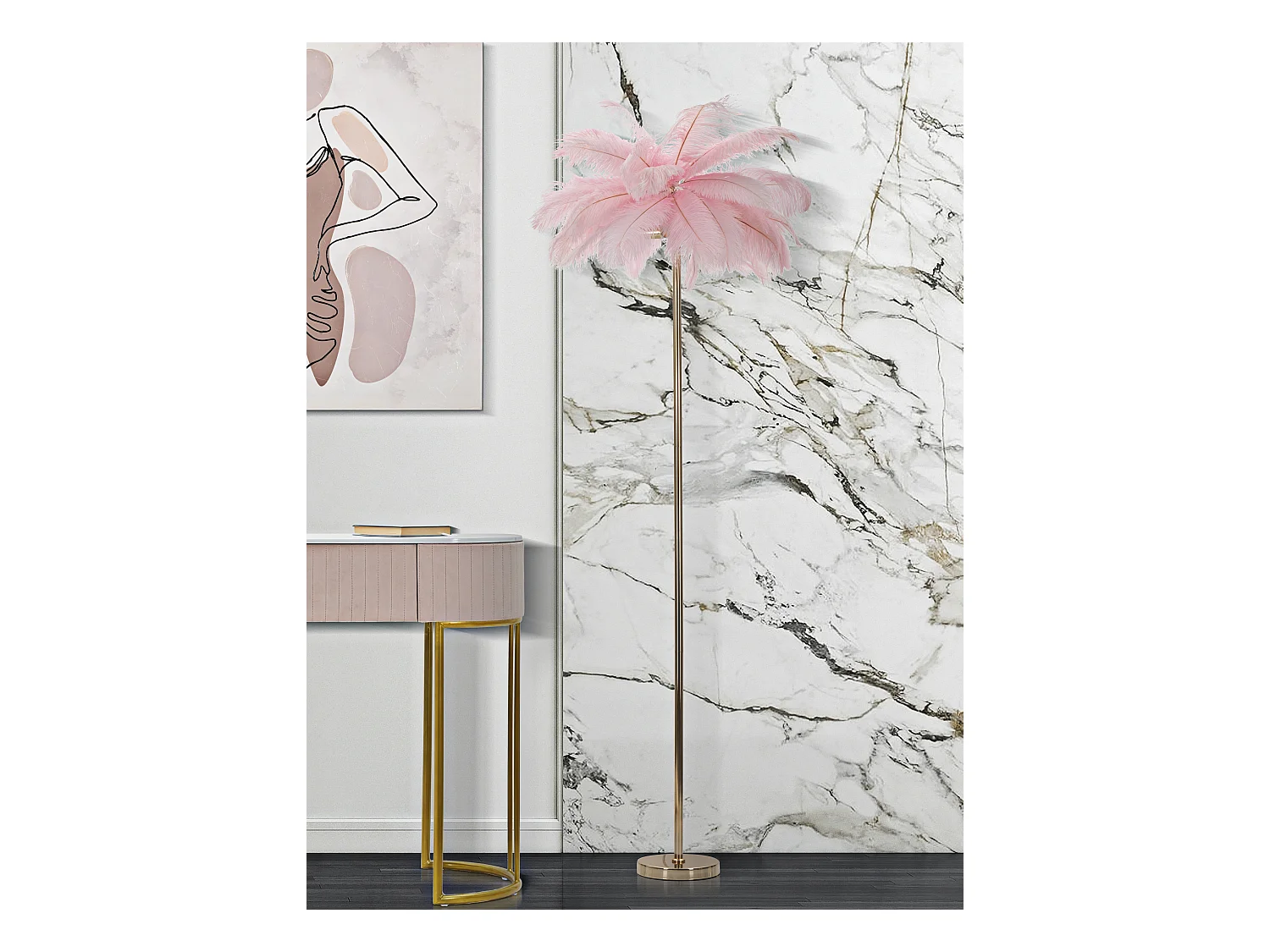 ROZE PALM VLOERLAMP CM Ø 55X160
