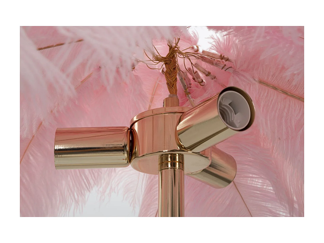 Lampadaire Imitation Plume "Palm" 160cm Or & Rose