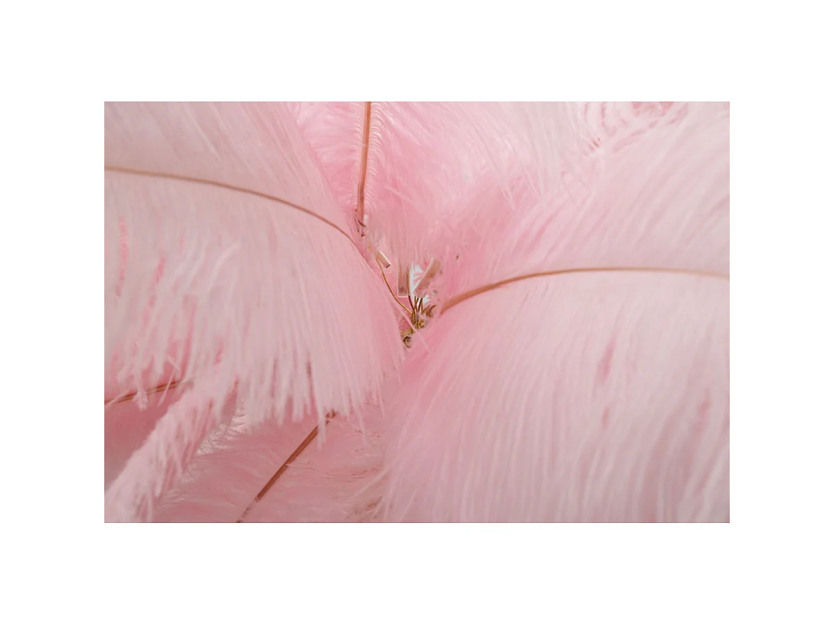 Lampada da Terra Palm Rosa - Piantana 3 Luci E14 in Metallo Dorato e Paralume con Piume Rosa Ø 55x160 cm