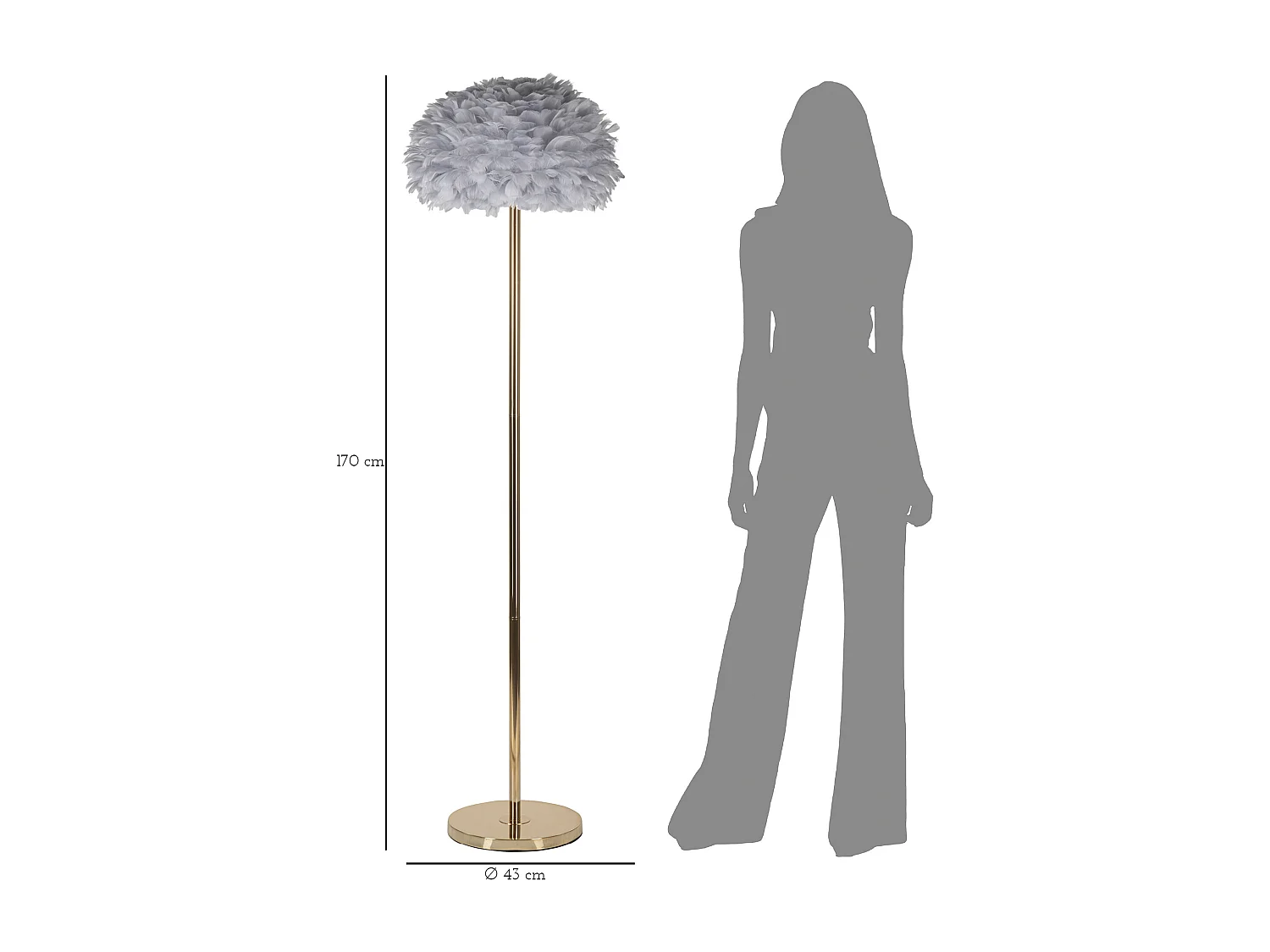 FEATHERS SLIM GRIJZE VLOERLAMP Ø 43X170 CM