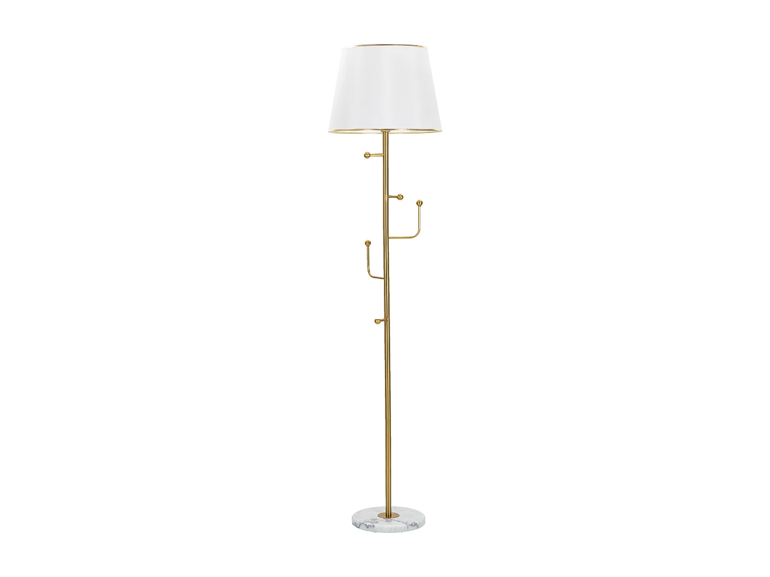 Lampadaire Design en Métal "Hanger" 173cm Blanc & Or