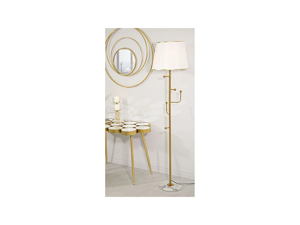 Lampadaire Design en Métal "Hanger" 173cm Blanc & Or