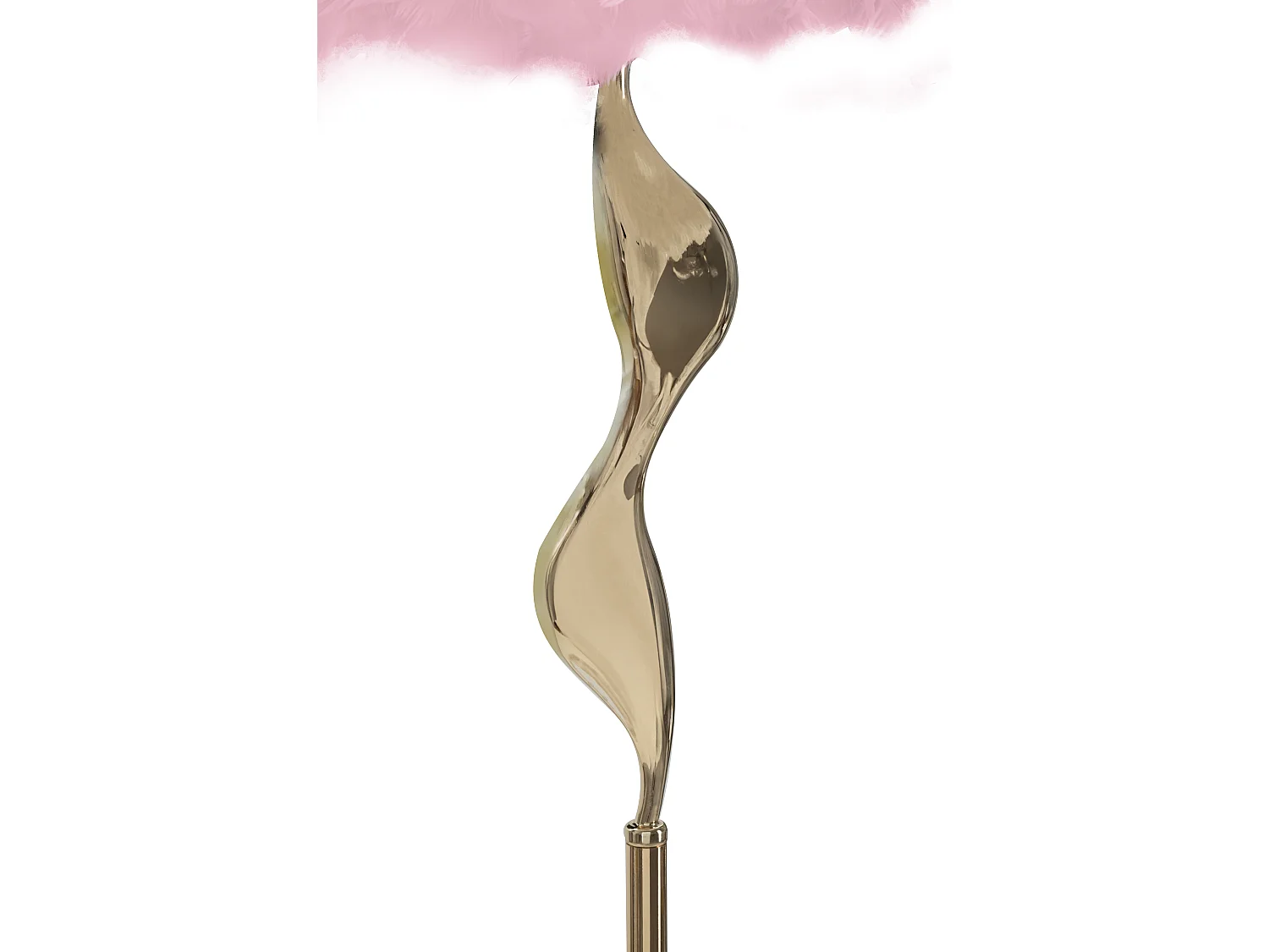 Lampadaire Imitation Plume "Slim" 165cm Or & Rose