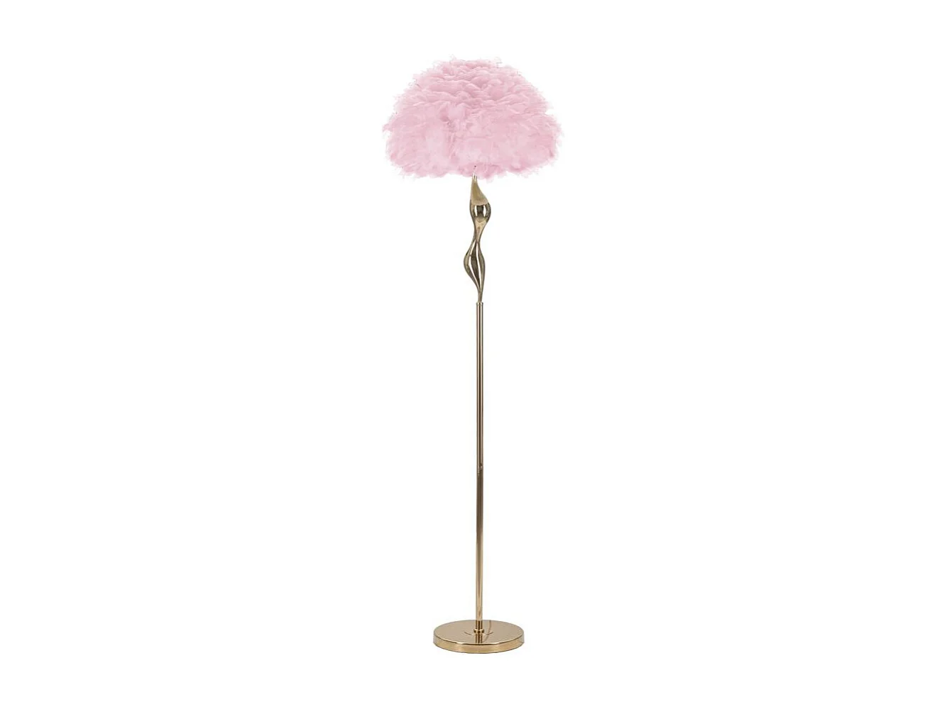 Lampadaire Imitation Plume "Slim" 165cm Or & Rose